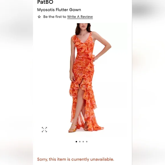 NWT Patbo Ruffled Floral High Low Maxi Dress Myosotis Flutter Gown Sz 12 Or L XL - Picture 2 of 16